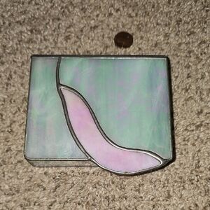 Beautiful Vintage Handmade Opal Like Stained Glass Trinket/Jewelry Box